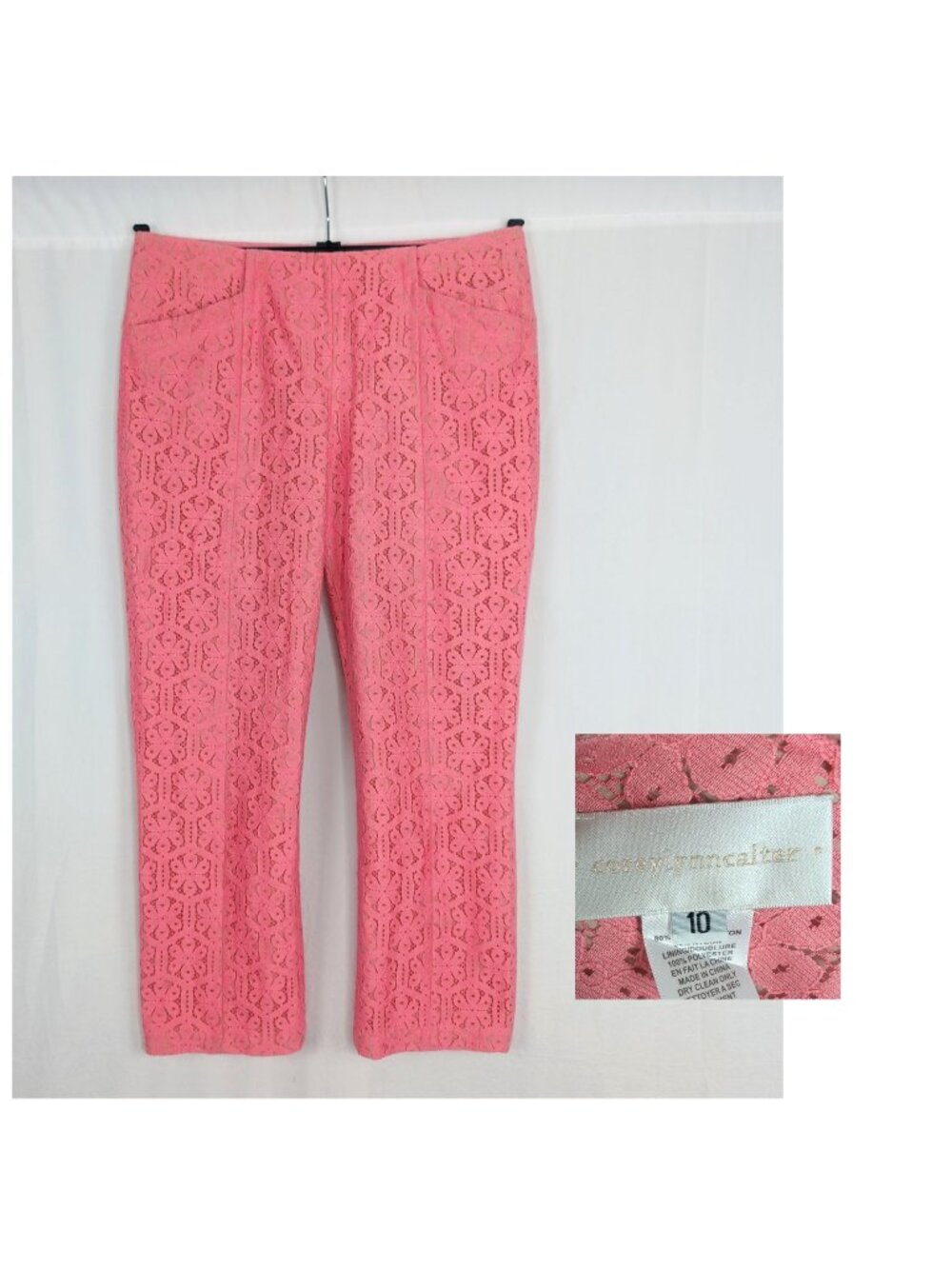 Anthropologie Pink Lace Pants 10 Medium Corey Lynn Calter